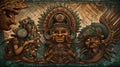 Intricate Aztec Art Illustration Showcasing Cultural Artistry in Pottery, Sculpture, and Textiles