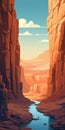 Desert River Canyon: A Stunning Blend Of Flat Design And Fictional Landscapes