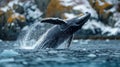 Arctic Majesty: Majestic Whale Breaching Icy Waters