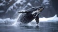 Arctic Majesty: Majestic Whale Breaching Through Icy Waters