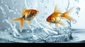 Leap of Love: Goldfish Jumping Out of Water in Romantic Gesture Royalty Free Stock Photo