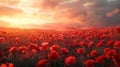 Poppy Field Tribute: AI-Generated Remembrance Day Artwork Royalty Free Stock Photo
