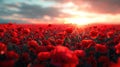 Field of Remembrance: AI-Generated Poppy Tribute for Veterans Day Royalty Free Stock Photo