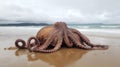 Stranded Wonder: Massive Octopus on the Beach, A Rare and Breathtaking Encounter with a Mysterious Cephalopod