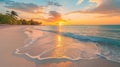 Exotic Bahamas Honeymoon: Serene Sunset Beach and Calm Seascape for Summer Banner