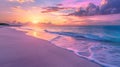 Tranquil Bahamas Honeymoon: Sunset Beach and Calm Seascape for Summer Banner