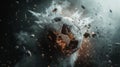 Explosive Soccer Ball Impact - Generative AI Royalty Free Stock Photo