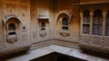 Beautiful Beige Indian Architecture in Jaisalmer Courtyard: Windows of Varying Sizes Royalty Free Stock Photo