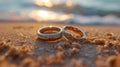 Radiant Beach Wedding: Eternal Love with Gleaming Rings