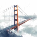 Striking Golden Gate Bridge San Francisco Skyline Royalty Free Stock Photo