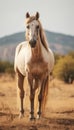 Majestic Palomino Horse in Natural Landscape, AI Generated