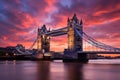 A stunning image capturing the iconic Tower Bridge in London, a must-visit landmark spanning the River Thames, Tower Bridge in