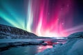 Breathtaking Aurora Borealis Over Snowy Landscape, AI Generated