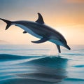 Dolphin jumping at sunset Royalty Free Stock Photo