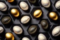 Easter eggs plated with gold decoration, easter day, Generative AI