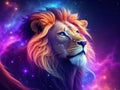 Fantasy colorful magical lion face Royalty Free Stock Photo