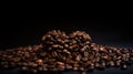 Love is Brewing: Heart Shaped Roasted Coffee Beans Background with Copy Space