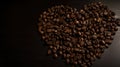 Love is Brewing: Heart Shaped Roasted Coffee Beans Background with Copy Space