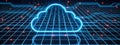Neon Circuit Cloud: Where Data Meets the Digital Sky Royalty Free Stock Photo
