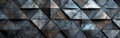 Abstract Dark Grey Stone Mosaic: Geometric Fluted Triangles for Wallpaper or Banner Background