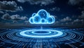 Glowing Digital Cloud Network: The Future of Tech Connectivity Royalty Free Stock Photo