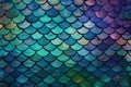 Metallic Mermaid Scales with Shimmering Sheen fish scales texture. Generative AI