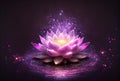 pink and light purple lotus flower with a floating light in the centre (AIgen)