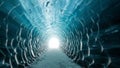 Underwater Ice Cave Tunnel with Glowing Light in Arctic or Antarctic Royalty Free Stock Photo