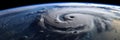 A stunning image of a hurricane from space, with the swirling pattern of clouds and the eye of the storm visible from Royalty Free Stock Photo