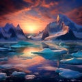 Stunning image of icebergs and glaciers in the style of digital painting