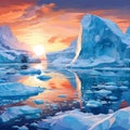 Stunning image of icebergs and glaciers in the style of digital painting
