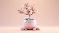 Delicate Sculpture Of Jade Plant On Holographic Gradient Background