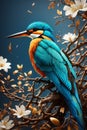 Artificially Generated Kingfisher on Branch