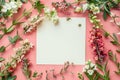 paper with antirrhinum majus and candytuft Royalty Free Stock Photo