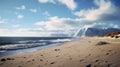 Delicate Landscapes: Unreal Engine Renderings Of An Empty Beach With Sheep And Snow