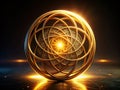 Captivating Golden Circular Abstract Design Intricate Lines on a Dark Background for Modern Art Logos or Graphic Design