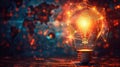 Global Illumination: Glowing Light Bulb with World Map