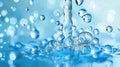 Hydration Technology: Elegant Blue Backdrop with Hyaluronic Acid and Water Molecules Royalty Free Stock Photo