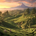 Tea Plantation in Darjeeling, India Royalty Free Stock Photo