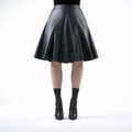 Luxurious 3d Modeling Of Female In Black Leather Skirt And Boots