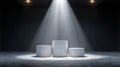 A stunning image of three-tiered podium where winners stand, with a bright spotlight shining down from above Royalty Free Stock Photo