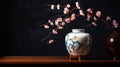 Traditional Chinese Vase with Peach Blossoms