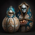 Stunning Image of a Venice Carnival Mask in the Shape of a Matrioshka. Ai generated art