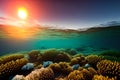 Sunset Oasis: An Idyllic Ocean View from Underwater with Generative AI