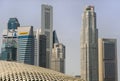 Stunning and impressive cityscape Singapore CBD Central business district skyline and Esplanade Theater Royalty Free Stock Photo