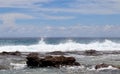 Stunning indian ocean waves at the beaches on the paradise island seychelles