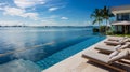 A stunning infinity pool merges seamlessly with the horizon providing a breathtaking water view that lulls guests into a