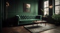 Wall art, Emerald Green & Grey Modernist Living Room Interior Design.