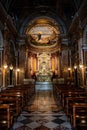 Stunning interior view of the Sanctuary of Our Lady of Montallegro located in Rapallo, Italy.