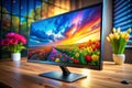 Stunning IPS TFT LCD Display Immersive Visuals in a Modern Workspace for Professionals and Enthusiasts Royalty Free Stock Photo